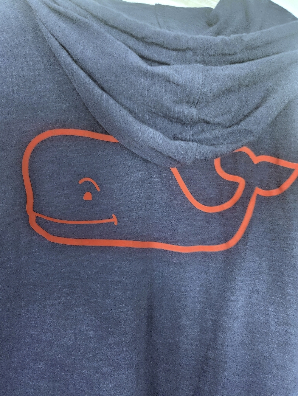 Vineyard Vines Slub Cotton Knit Hoodie XL Whale Navy Men's
